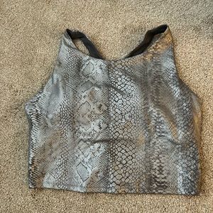 Snake print active wear crop top